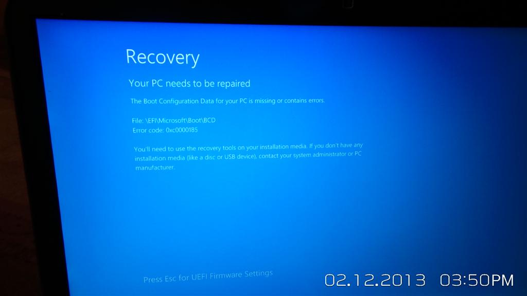 laptop recovery screen